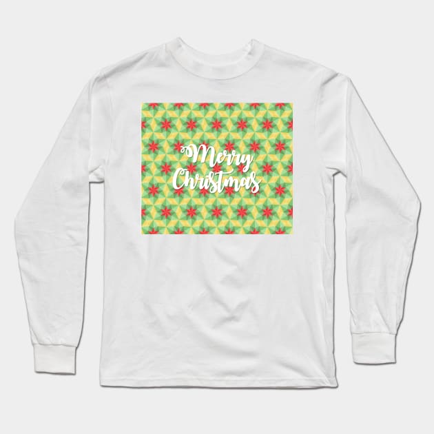 Christmas pattern with red stars Long Sleeve T-Shirt by kallyfactory